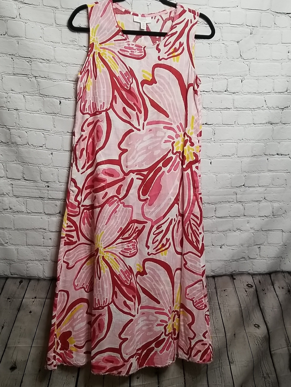 Charter Club Linen Maxi Dress Xsmall White Pink Red Yellow